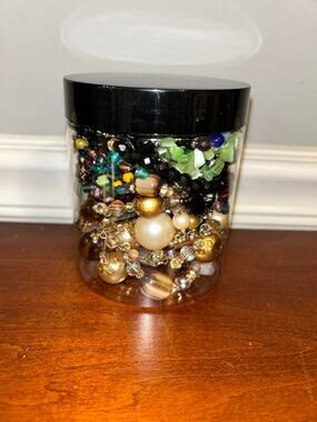 Gemstone and Glass Necklace Mystery Jar - Curated Wearable Estate Lot 16 oz